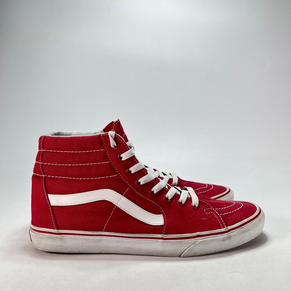 Vans of the Wall Sk8-Hi Red White Canvas High Top Sneakers 721494 Men's Size 12